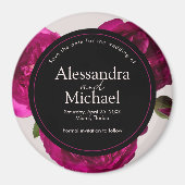 Donkerroze rozen rozen roantic sparen de datum van magneet (Voorkant)