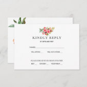 Donkerroze Rozen Stof Roze Trouw RSVP Uitnodiging (Voorkant / Achterkant)