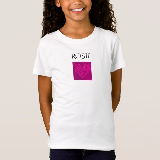 Donkerroze shirt voor het meisje met eikel, aangep (Voorkant)
