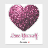 Donkerroze sparkles Heart Love Yourself Aangepaste Sticker (Vel)