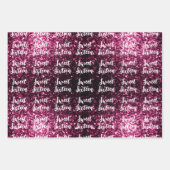 Donkerroze sparkles Sweet 16 script patroon Inpakpapier Vel (Voorkant 3)