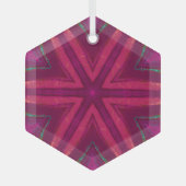 Donkerroze ster glas ornament (Voorkant)