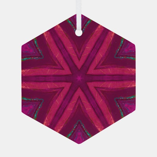 Donkerroze ster glas ornament (Achterkant)