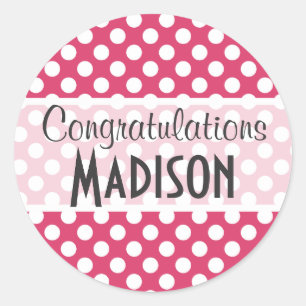 Donkerroze stippen ronde sticker