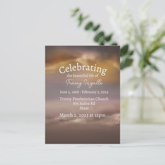 Donkerroze strand viering van het leven briefkaart (Staand voorkant)