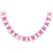 DONKERROZE TEKST & LICHTROZE KLEUR ☆GELUKKIGE VERJ VLAGGETJES (Alle)