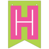 DONKERROZE TEKST & LIMOENGROENE KLEUR ☆GELUKKIGE V VLAGGETJES (Tweede vlag)