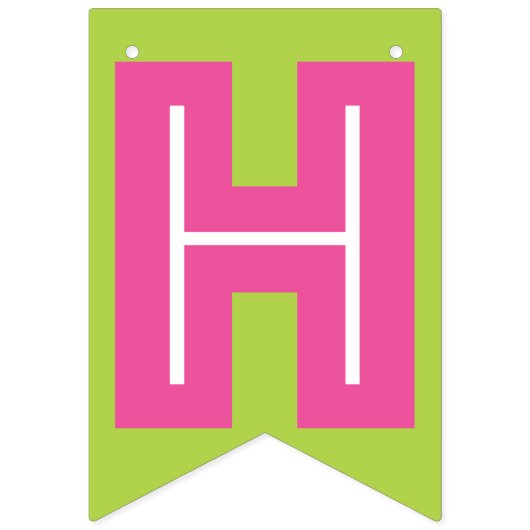 DONKERROZE TEKST & LIMOENGROENE KLEUR ☆GELUKKIGE V VLAGGETJES (Tweede vlag)