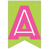 DONKERROZE TEKST & LIMOENGROENE KLEUR ☆GELUKKIGE V VLAGGETJES (Derde vlag)