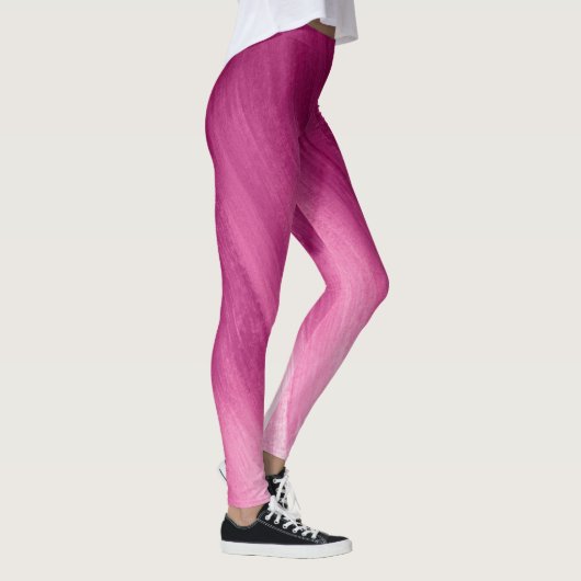 Donkerroze tot witte abstracte kunst leggings (Rechts)