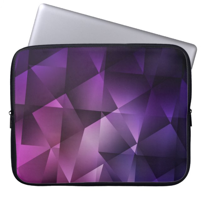 Donkerroze  veelhoekige shimmer laptop sleeve (Voorkant)