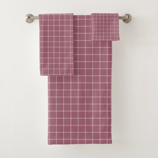 donkerroze vensterruit gingham bad handdoek (Insitu)