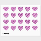Donkerroze verfijnde textuur hart sticker (Vel)