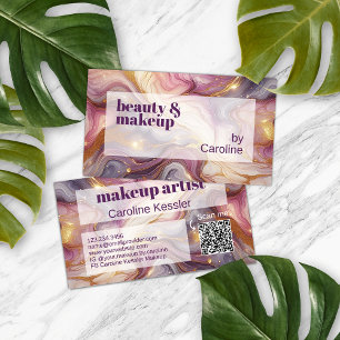 Donkerroze Violet Paarse gouden marmeren kunstpatr Visitekaartje