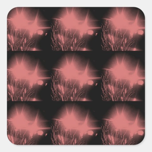 Donkerroze Vonken vuurwerk vierkante sticker (Voorkant)