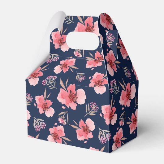 Donkerroze Waterverf patroon Bedankdoosjes (Voorkant Zijde)