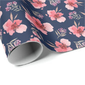 Donkerroze Waterverf patroon Cadeaupapier (Rol Hoek)