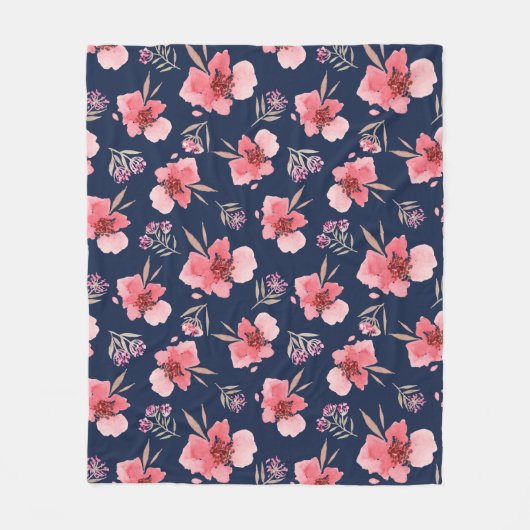 Donkerroze Waterverf patroon Fleece Deken (Voorkant)