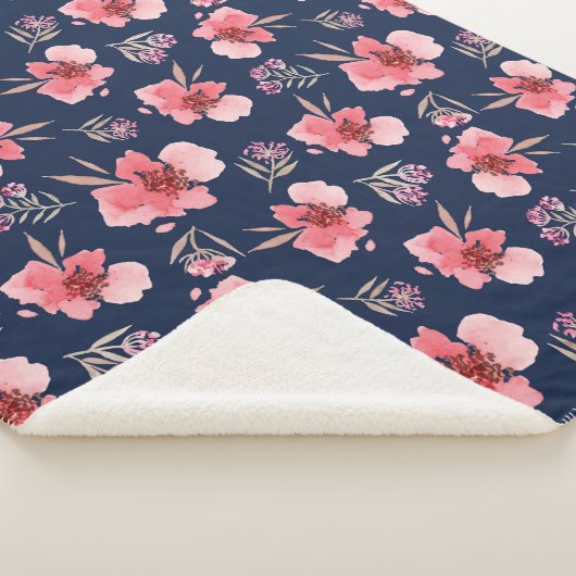 Donkerroze Waterverf patroon Sherpa Deken (3/4)