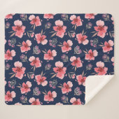 Donkerroze Waterverf patroon Sherpa Deken (Voorkant (horizontaal))