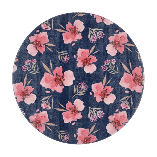 Donkerroze Waterverf patroon Snijplank (Voorkant)