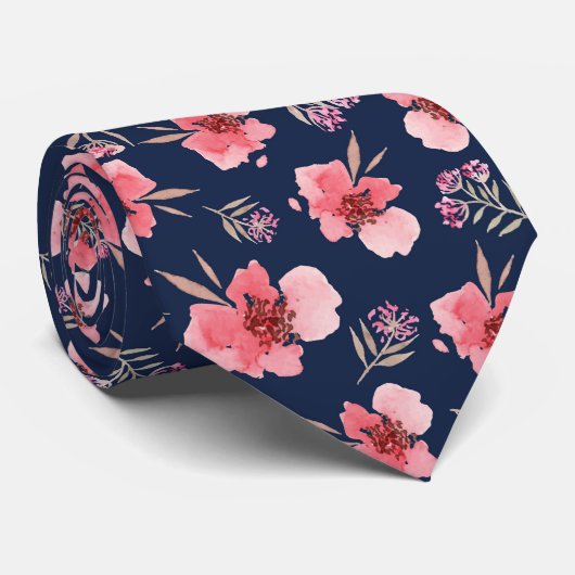 Donkerroze Waterverf patroon Stropdas (Opgerold)