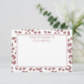 Donkerroze witte, persoonlijke luipaard afdrukken bedankkaart (Staand voorkant)