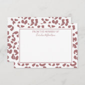 Donkerroze witte, persoonlijke luipaard afdrukken bedankkaart (Voorkant / Achterkant)