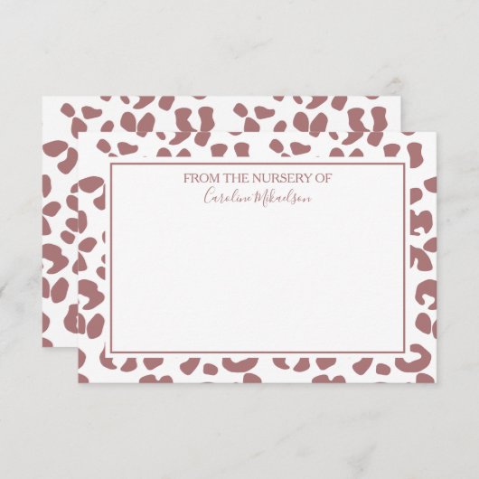 Donkerroze witte, persoonlijke luipaard afdrukken bedankkaart (Voorkant / Achterkant)