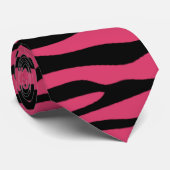 Donkerroze zebrastrepen Animal Print Stropdas (Opgerold)