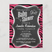 Donkerroze zebrastrepen; krijtbordlook uitnodiging briefkaart (Voorkant)