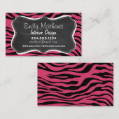 Donkerroze zebrastrepen; krijtbordlook visitekaartje (Voorkant / Achterkant)
