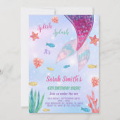  donkerroze zeemeermin verjaardag kaart (Voorkant)