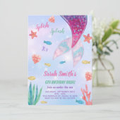  donkerroze zeemeermin verjaardag kaart (Staand voorkant)