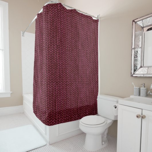 Donkerroze Zig Zag Shower Curtain Douchegordijn (In situ)