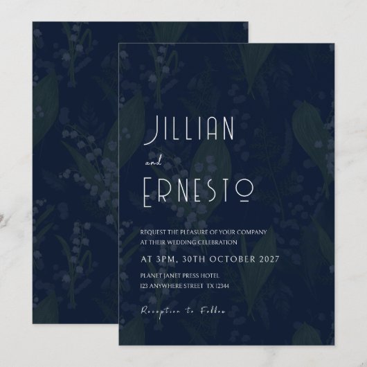 Donkerste blauwe lelie van de vallei vervaagde ach kaart (Voorkant / Achterkant)