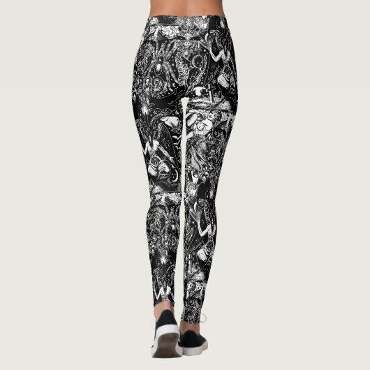 Donkerste Satanische Witte Zwarte Duivel Baphomet  Leggings (Achterkant)