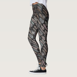 Donkertoonaangevend diapatroon op zwart afgedrukt  leggings