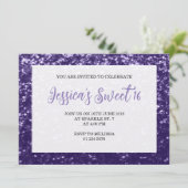 Donkerviolet paarse sparkle Sweet 16 elegant scrip Kaart (Staand voorkant)