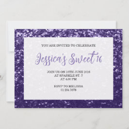 Donkerviolet paarse sparkle Sweet 16 elegant scrip Kaart