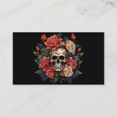 Donkerwit en Roze Rozen Skull Tattoo Artist Visitekaartje (Achterkant)