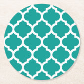 Donkerwit Marokkaans Quatrefoil patroon #5 Ronde Kartonnen Onderzetter (Voorkant)