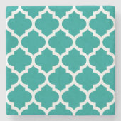 Donkerwit Marokkaans Quatrefoil patroon #5 Stenen Onderzetter (Voorkant)