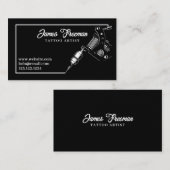 Donkerwitte en zwarte Tattoo Visitekaartje (Voorkant / Achterkant)
