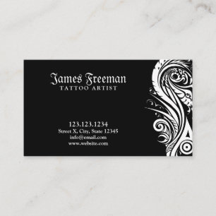 Donkerwitte en zwarte tribale Tattoo kunstenaar Ta Visitekaartje