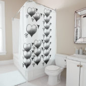 donkerwitte haren douchegordijn (In situ)