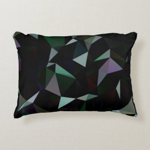 Donkerzwart driehoeksmozaïekpatroon. Geometrische Accent Kussen