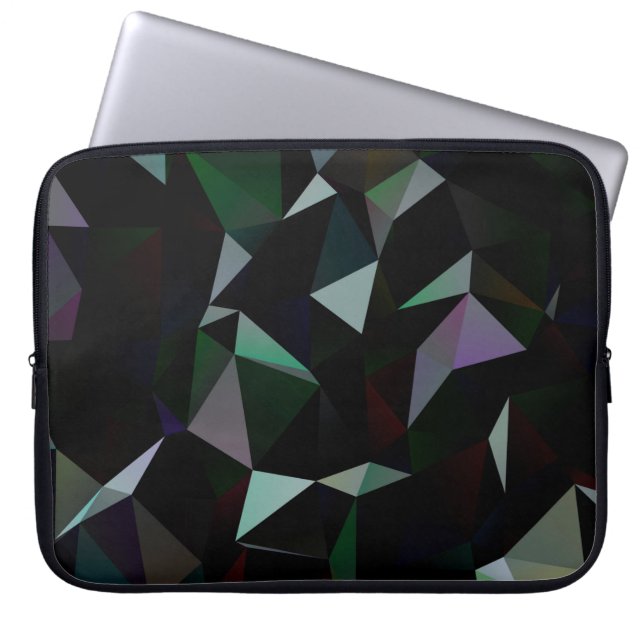 Donkerzwart driehoeksmozaïekpatroon. Geometrische  Laptop Sleeve (Voorkant)