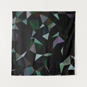 Donkerzwart driehoeksmozaïekpatroon. Geometrische Wandkleed