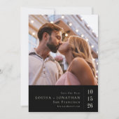 Donkerzwart Elegante Hedendaagse Fotobruiloft Save The Date (Voorkant)